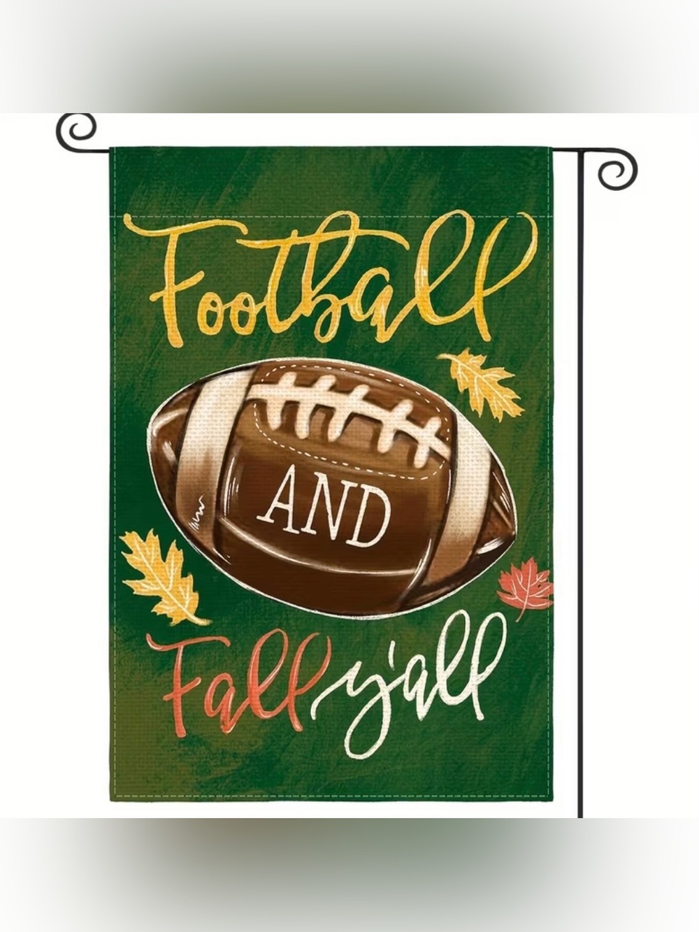 Football and Fall Y'all Garden Flag - Green and Brown NEW (CL)